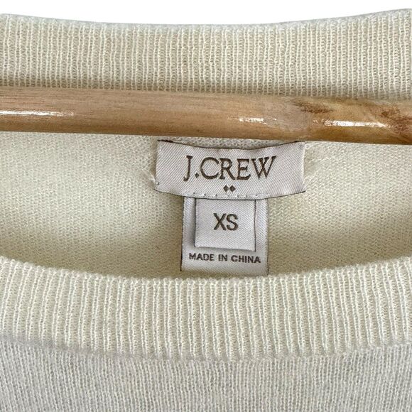 J Crew Women's Sweater XS Gray Ivory Color Block Merino Wool Minimal Neutral - Picture 5 of 10
